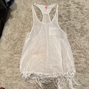 White Fringe VS swim coverup size M